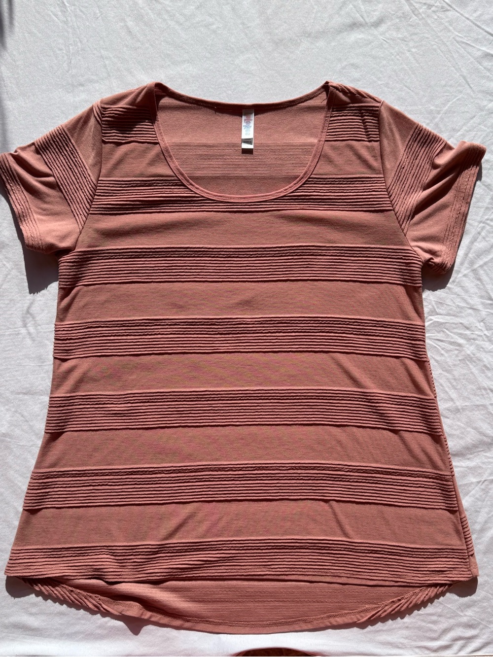 LuLaRoe Dusty Rose Striped Textured Short Sleeve Tee